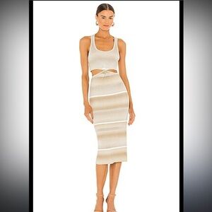 Jonathan Simkhai Colleen striped Knit Dress in Gray and Brown